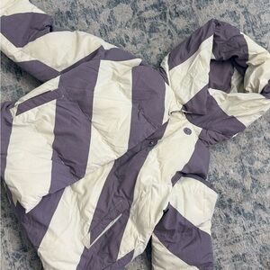 Striped Puffer Jacket with Hood